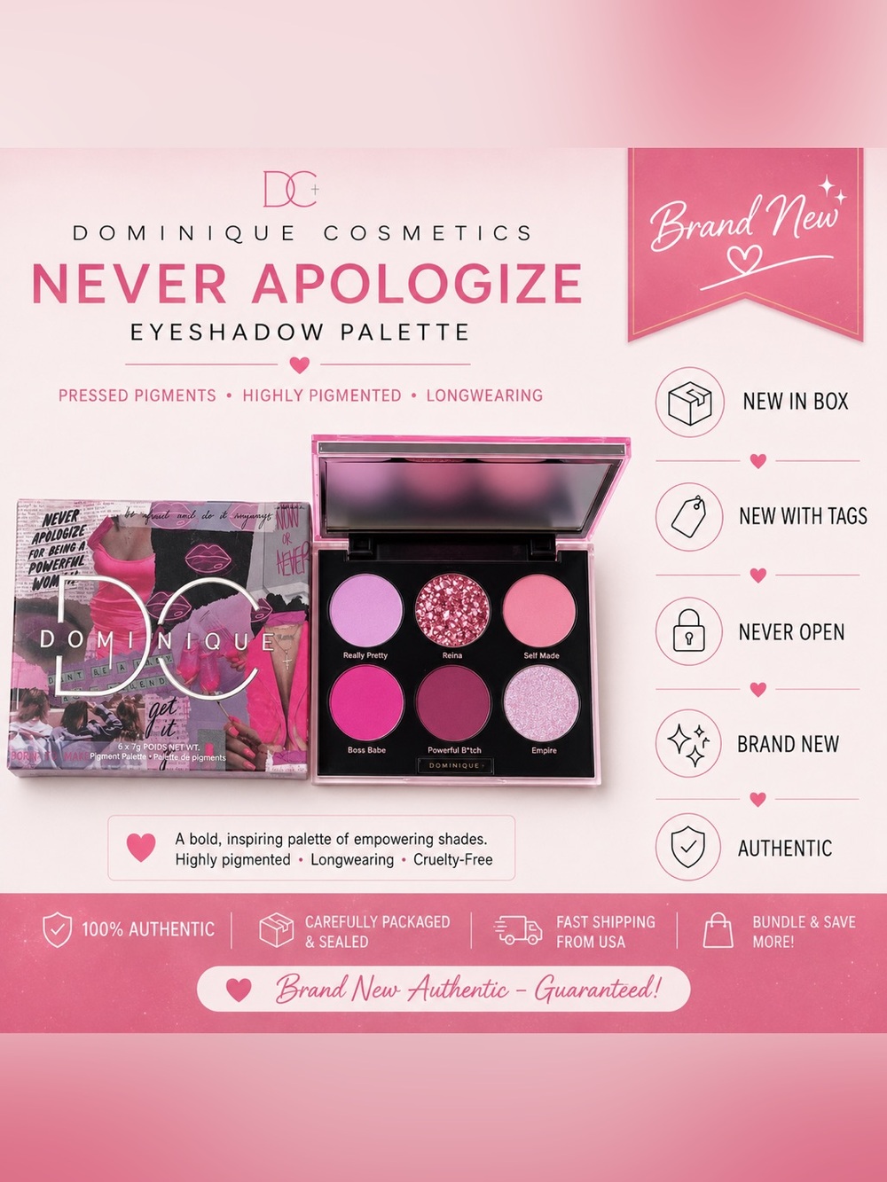 Dollcake Pink Party Eyeshadow Palette - Rose & Hot Pink Mix |BEST OFFER |